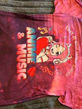 Anime Music Graphic Tee - Pink